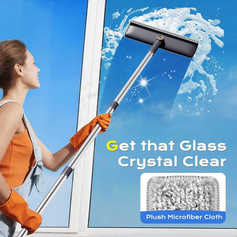 TidyTale 3 in 1 Window Squeegee for Home with 55" Lightweight Extension Poles Streak-Free Microfiber Scrubber for Outdoor/Indoor Windows, Shower Glass Door, Car Windshield, RV/Camper Windows - Image 4
